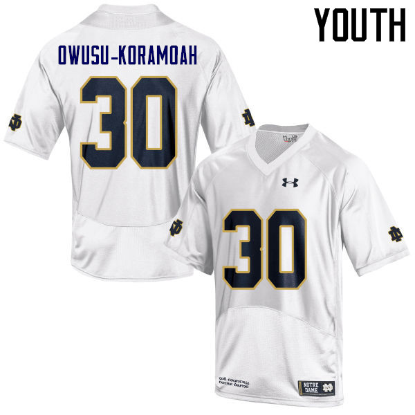 Youth #30 Jeremiah Owusu-Koramoah Notre Dame Fighting Irish College Football Jerseys Sale-White